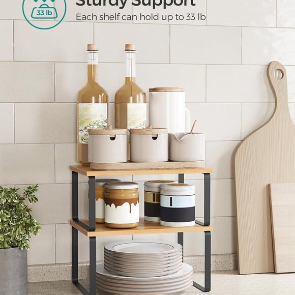 Cabinet Organizer Shelf, Set of 2 Kitchen Counter Shelves, Kitchen Storage - Picture 4 of 6